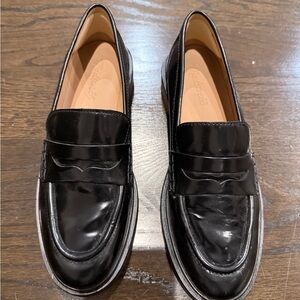 Madewell Shiny Black Leather Loafers